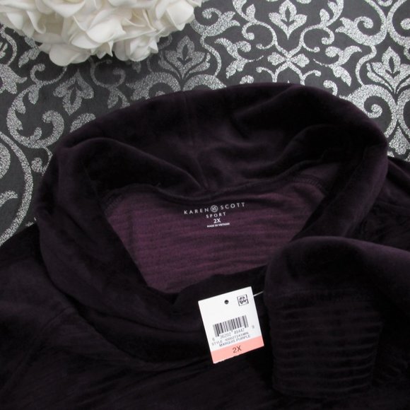 NWT Purple Velour Ribbed Cowl Neck Top Sweater - Picture 10 of 10